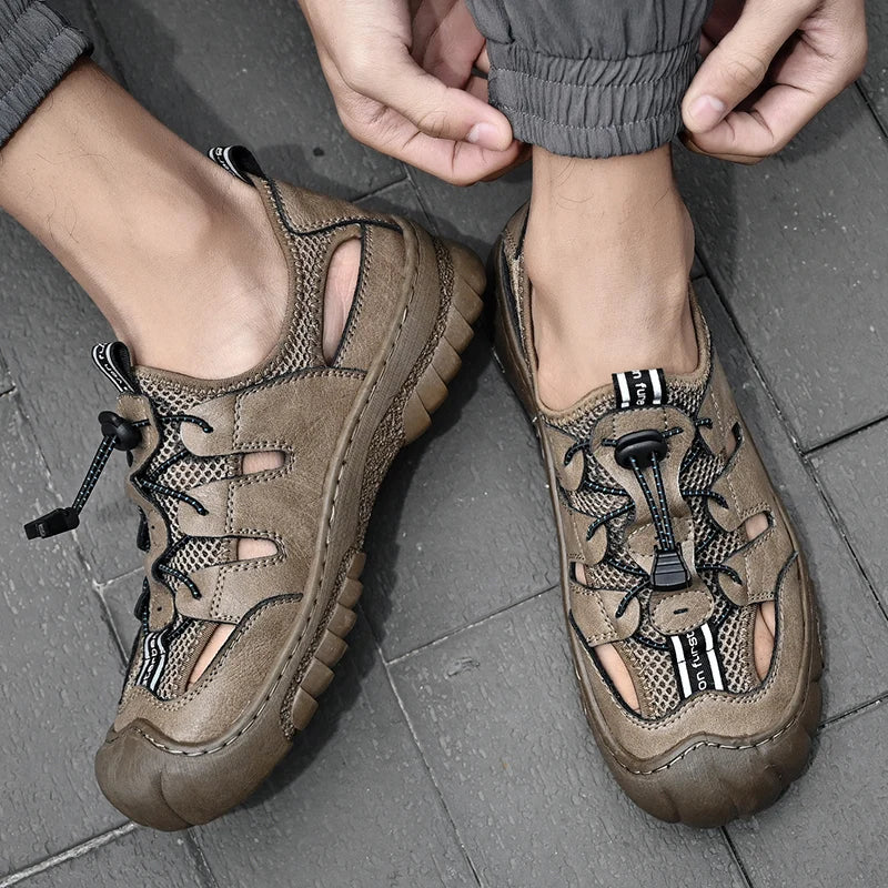 Summer Men Sandals Genuine Leather Mens Casual Shoes Outdoor Men Leather Sandals for Men Beach Shoes Roman mens Shoes