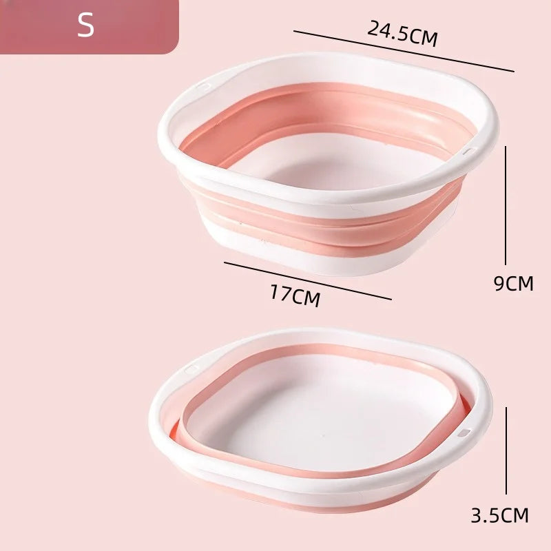 Folding Washbasin Silicone Portable Basin Foldable Bucket Camping Sink Bath Goods Dorm Room Essential Collapsible Laundry Bowl