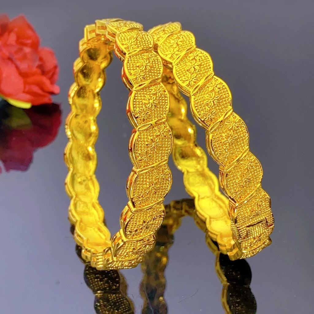 XUHUANG Indian Luxury  Bangles Bracelet Jewelry for Women Wedding Dubai 24k Gold Color Charm Accessories for Arabic Party Gifts