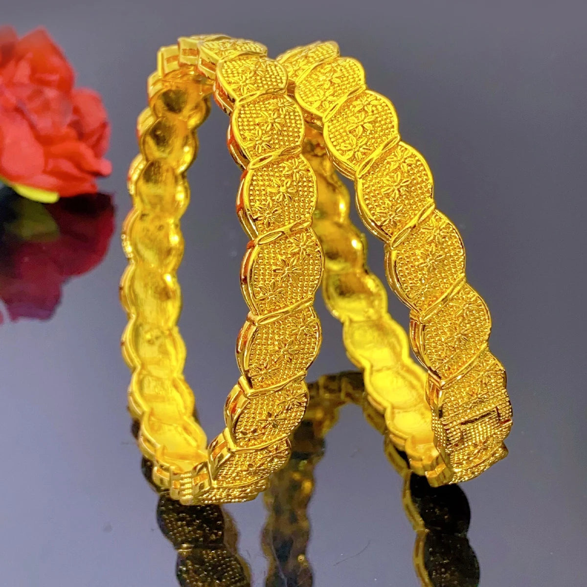XUHUANG Indian Luxury  Bangles Bracelet Jewelry for Women Wedding Dubai 24k Gold Color Charm Accessories for Arabic Party Gifts