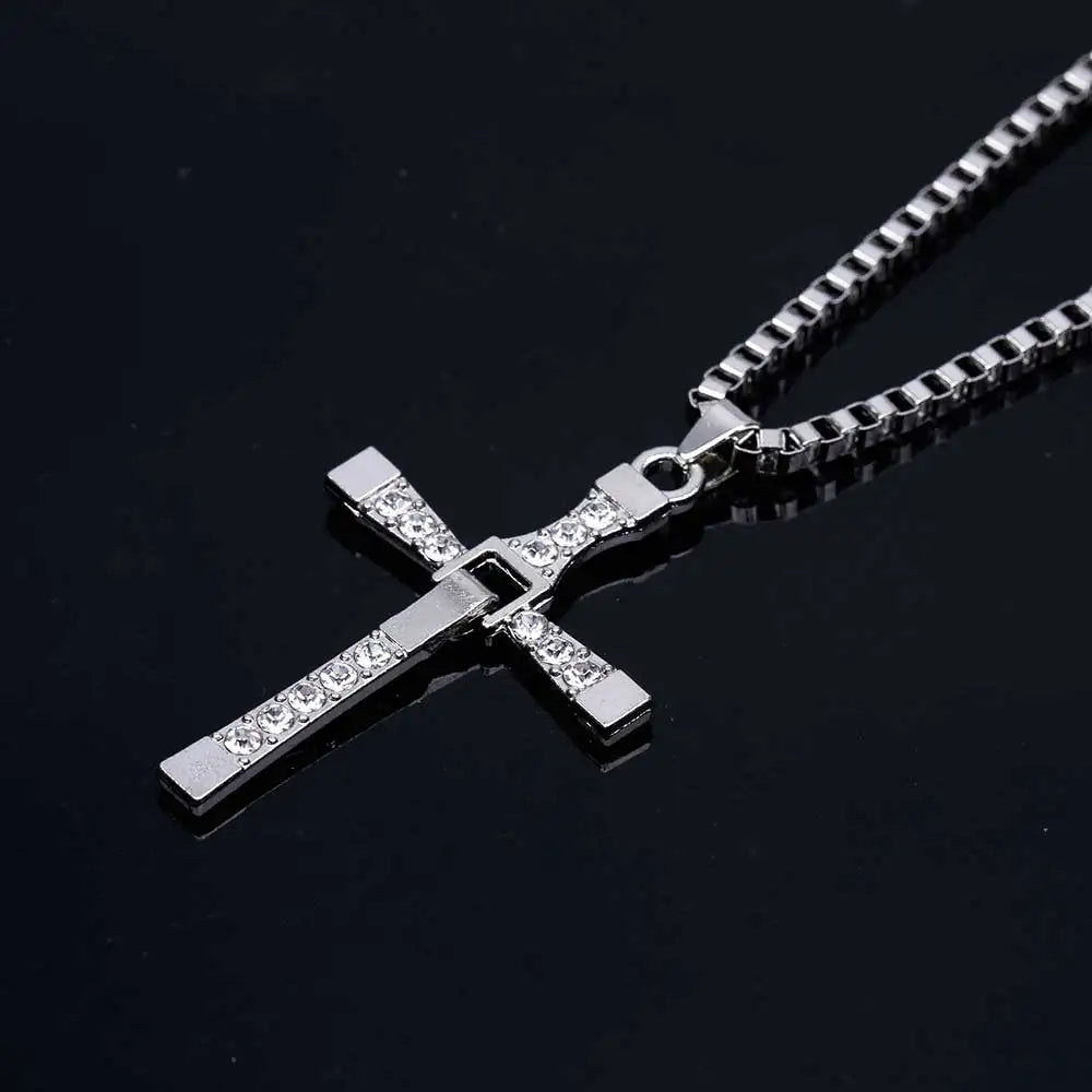 Simple Geometric Cross Pendant Necklace For Women Metal Jewelry Silver Color Chain Choker Men Party Gift Accessories