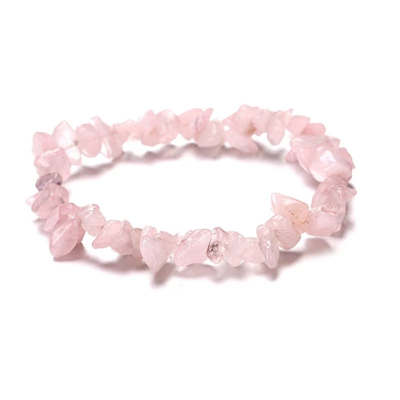 Color Natural Gem Chakras Crystal Bracelet for Men and Women Irregular Roller Polishing Alignment Gravel Bracelet for Meditation