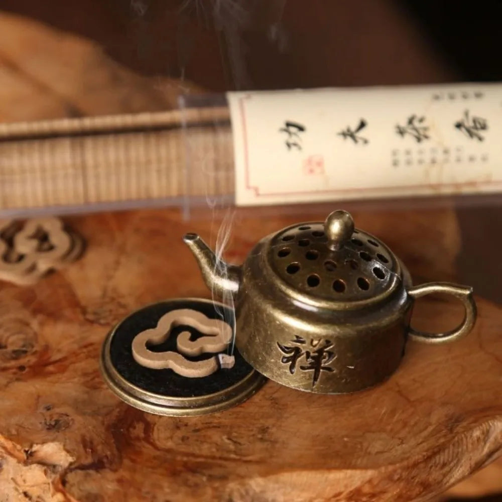 1Pc Chinese Style Incense Burner Alloy Tiny Teapot Shape Incense Holder Home