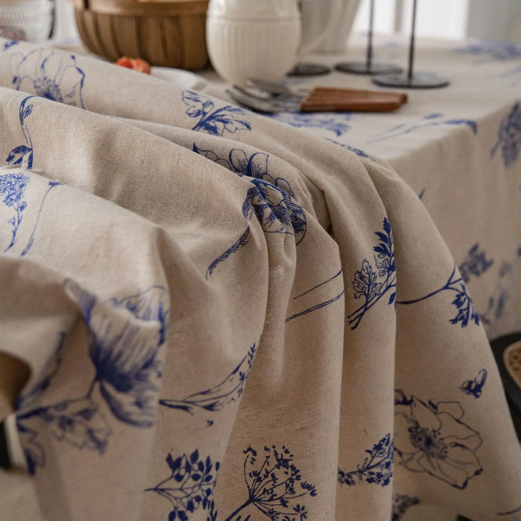 Cotton Linen Table Cloth Printing Table Cover for Party Kitchen Dining Spring Summer Picnic Indoor Outdoor Use Home Luxury Decor