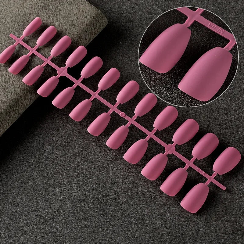24tips/pc French White Fake Nails Matte /Glossy Detachable Long Square Natural False Press on Nails Manicure Faux Ongles