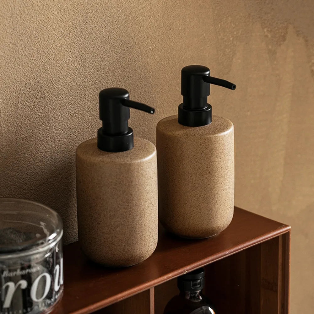 Vintage Pottery Lotion Bottle 350ML Squeeze Bottle Simple Bathroom Soap Dispenser Shampoo Body Lotion Conditioner Bottled