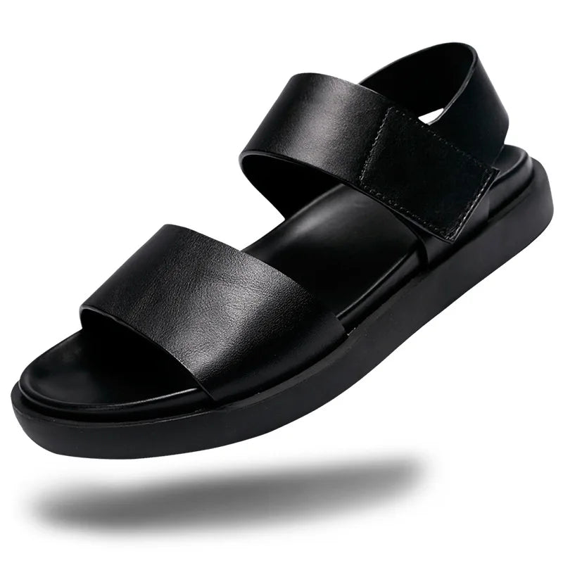 Luxury Genuine Leather Mens Sandals Summer New Handmade Quality Comfortable Classic 2025 Outdoor Daily Flat Social Shoes Man