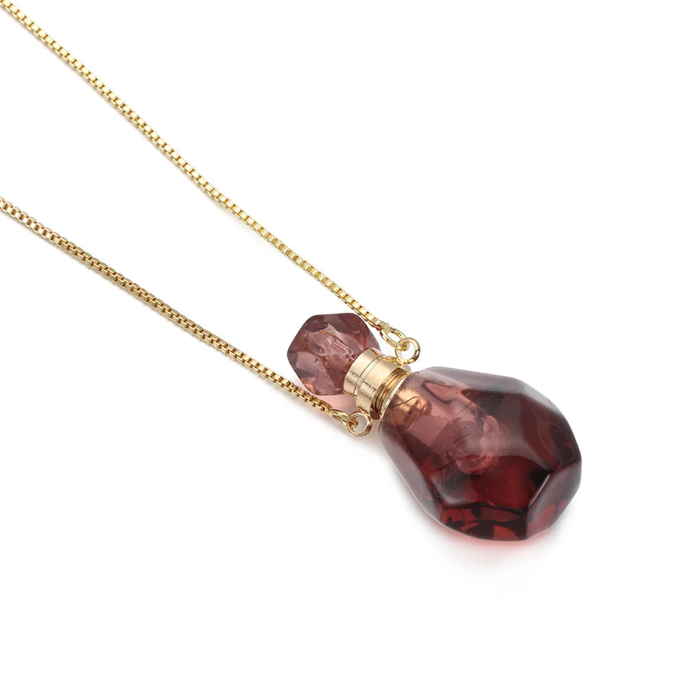 1Pc Irregular Rainbow Stone Natural Crystal Chakra Rock Necklace Golden Plated Quartz Pendant Nice Gift For Lover Friends
