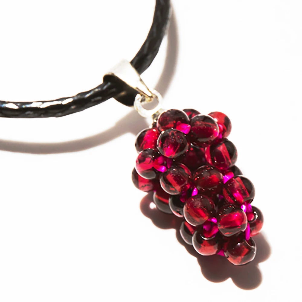 1PC Natural Garnet Grape Pendant Women's Necklace Reiki Healing Decoration Mineral Crystals Material Bead Raw Stone Jewelry