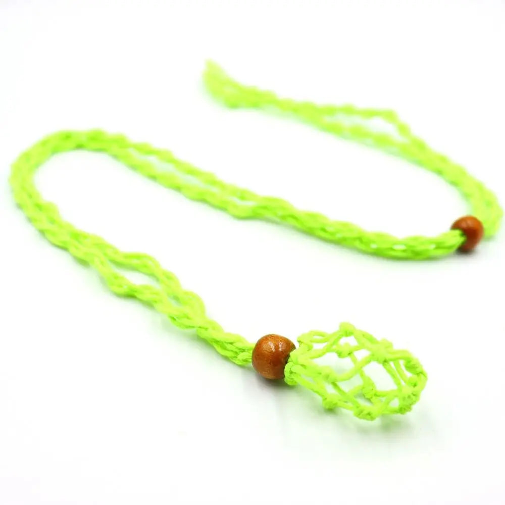 Adjustable Braided Necklace Cord Empty Stone Holder Wax Rope DIY Necklace Natural Quartz Crystal Healing Stone Net Bag Pendant