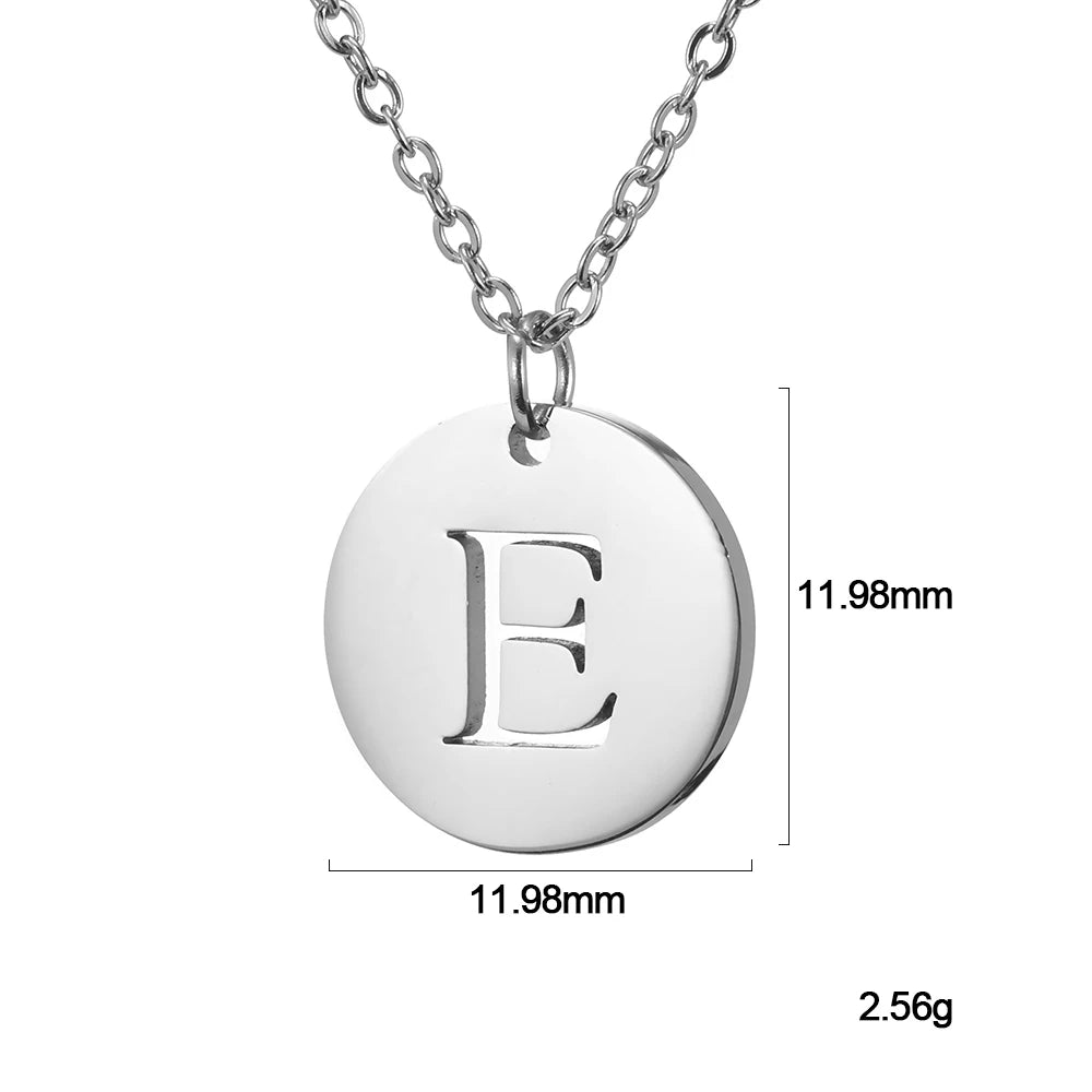 Kkjoy Fashion Stainless Steel Gold Color Minimalist Metal Round A-Z 26 Initials Necklace for Women Jewelry Gift Wholesale New in