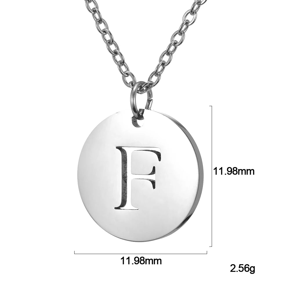 Kkjoy Fashion Stainless Steel Gold Color Minimalist Metal Round A-Z 26 Initials Necklace for Women Jewelry Gift Wholesale New in