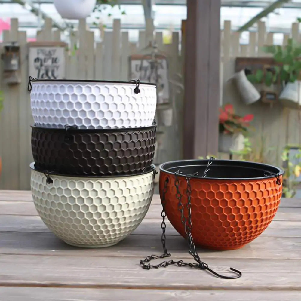 Beautiful Hanging Flower Pot 3 Sizes Waterproof Outdoor Resin Plant Hanger Hanging Flower Basket Self Water Absorption