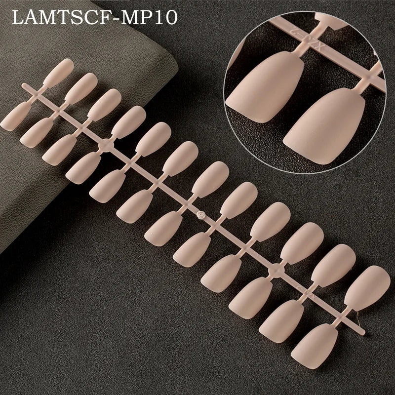 24tips/pc French White Fake Nails Matte /Glossy Detachable Long Square Natural False Press on Nails Manicure Faux Ongles