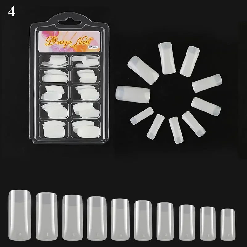 100pcs/box Natural Transparent Seamless Fake Nails Full Coverage False Nails Tips Short T-shaped Full Cover Tips For Nails