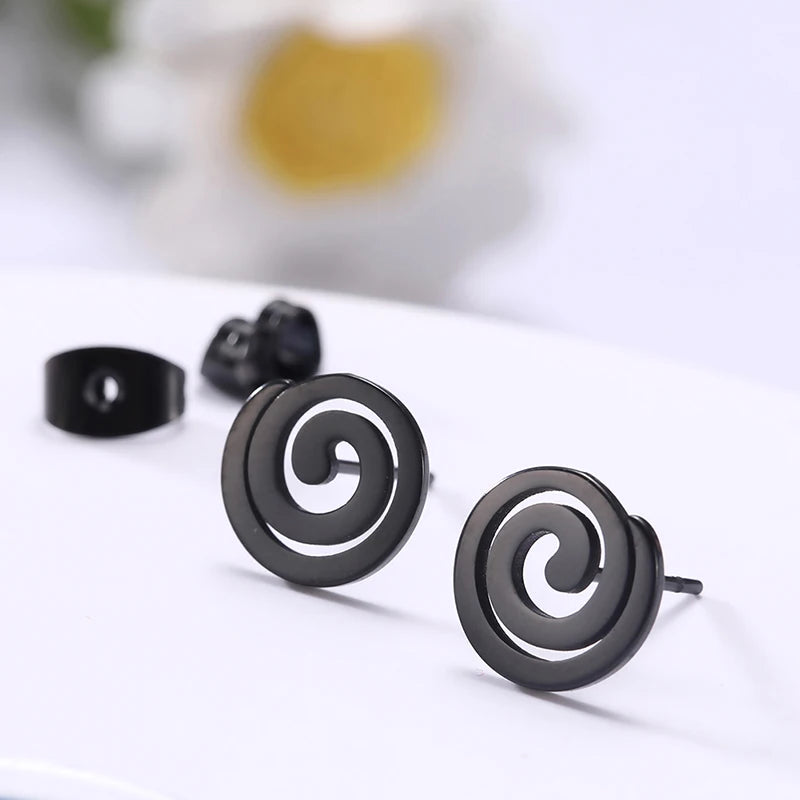 Skyrim Stainless Steel Spiral Swirl Stud Earring for Women Girls Minimalist Geometric Ear Studs 2025 Trendy Jewelry Wholesale