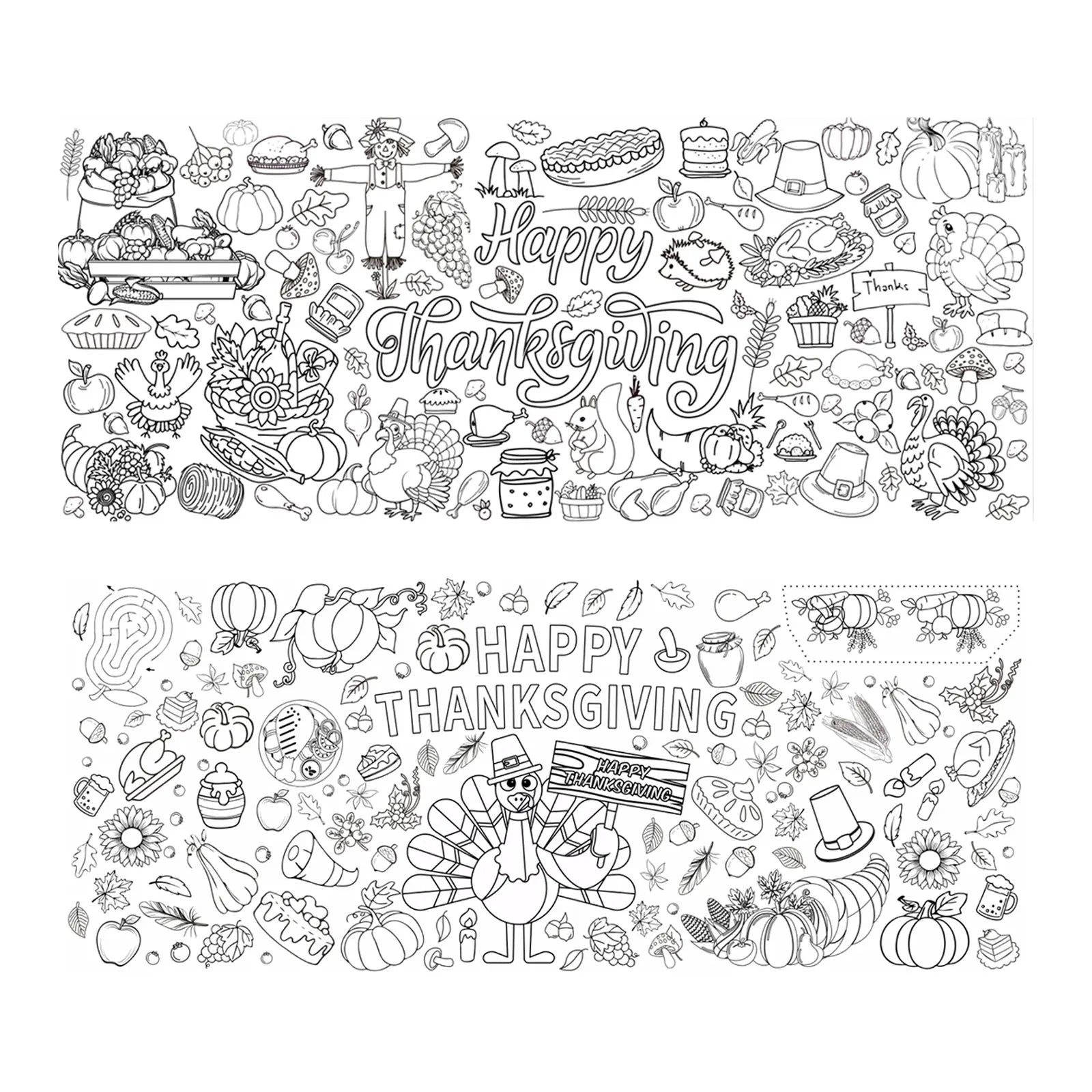 Thanksgiving Unique Interesting Tablecloth Kid Graffiti Interactive Design Family Durable Waterproof Festival Ambiance Supplies