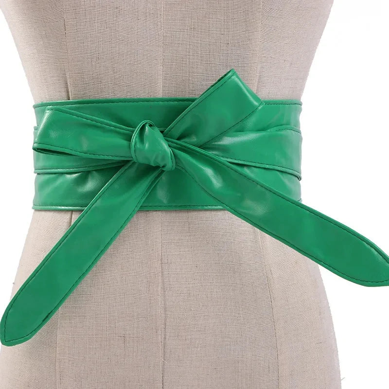 Women's Girdles Fashionable Solid Color PU Wide Belt Beautiful and Useful Tight Girdles Apparel Accessories