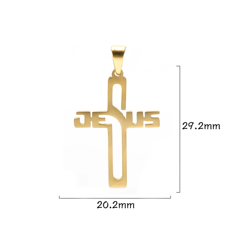 Wholesale Stainless Steel Tree-Shaped Crosses Charms For Jewelry Making Diy Necklace Earrings Pendants Accessories 34x56mm