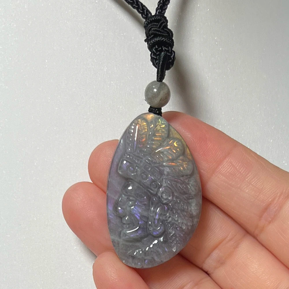 Gem Pendant Natural Stone Irregular Shape Bead Purple Blue Labradorite Necklace Pendant for Women Men Jewelry Gift 1Pcs