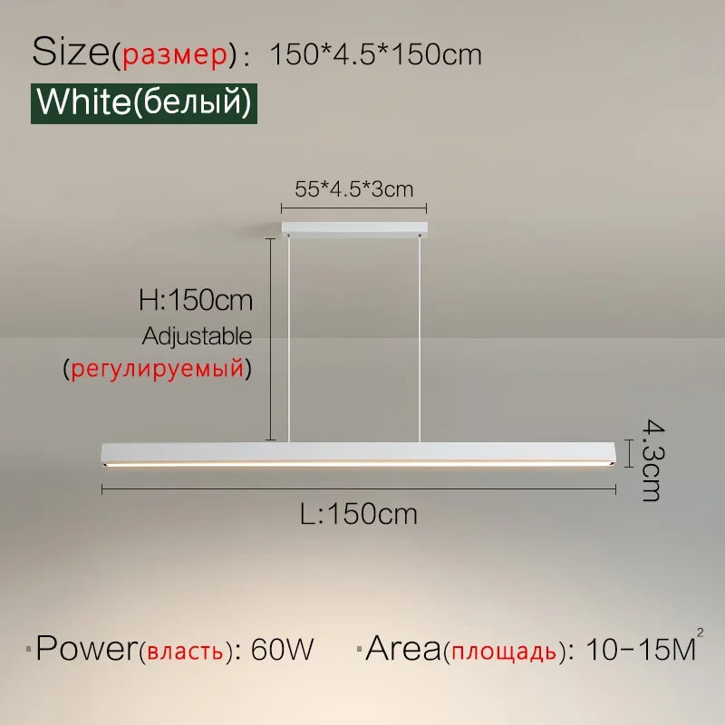 One word minimalist dining room chandelier modern long strip dining table lamp luxury dining room bar table lamp office light