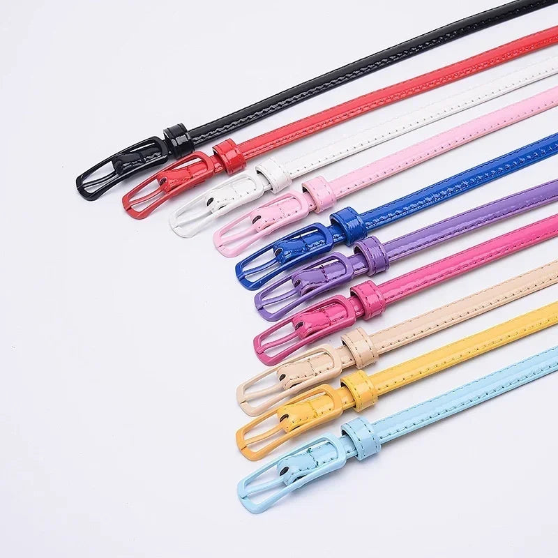 Ladies Fine Belt Japanese Word Buckle PU Belt Ladies Fashion Belt Thin Waist Skirt
