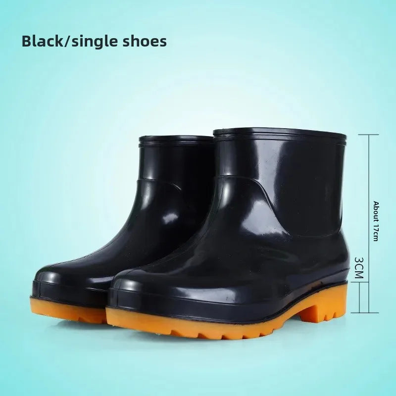 Luding Short Boots Black Men's Rain Shoes Food Factory Dustproof White Work Shoes Kitchen Yellow Rubber Shoes Camouflage Water S
