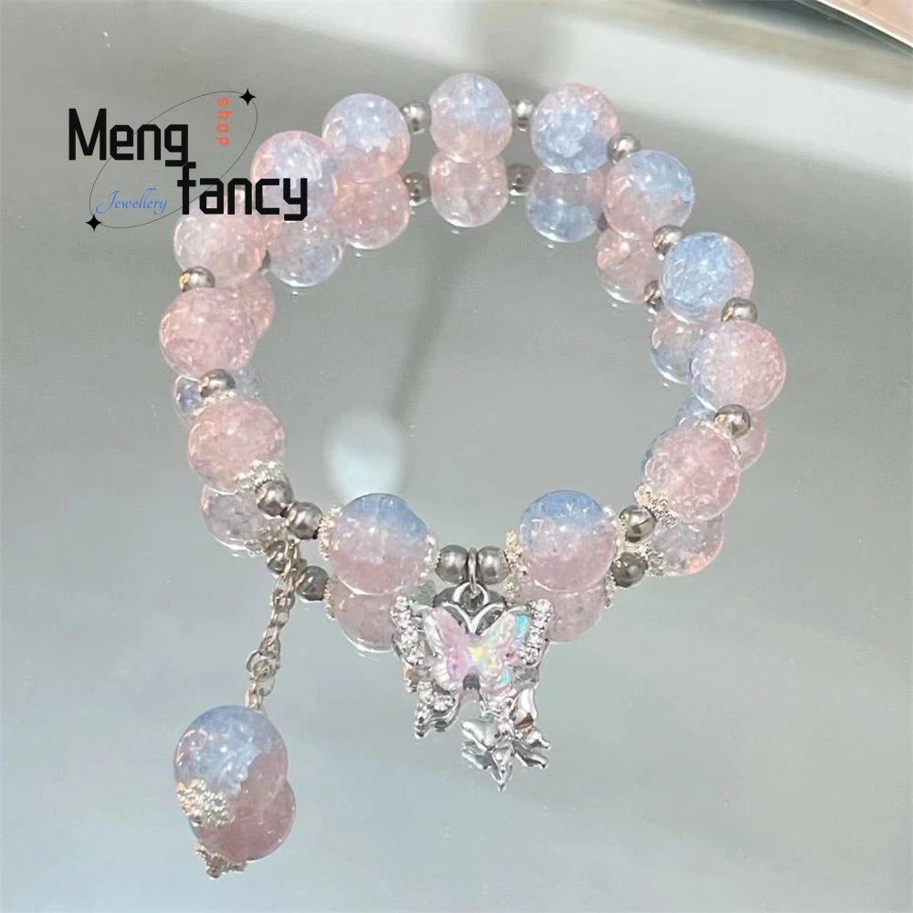 Star River Dangling Butterfly Crushed Beads Sweet Colourful Bracelet Niche Designs Natural Popular Fashion Jewelry Holiday Gifts
