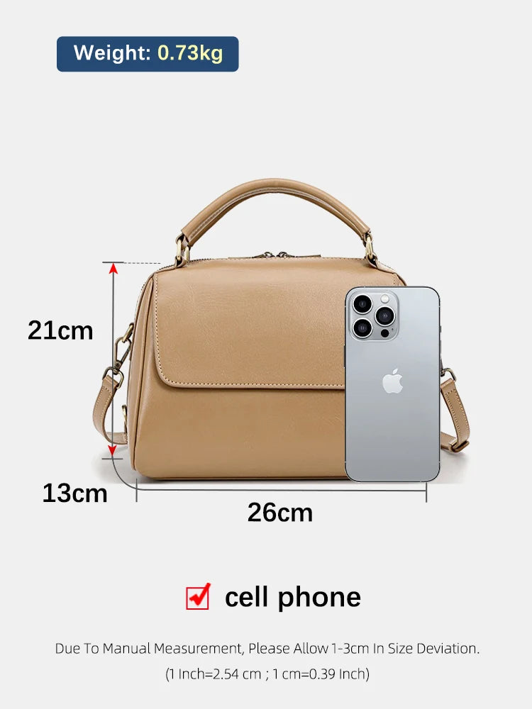 Zency Genuine Leather Women's Handbag Casual Work Tote Bag Luxury Brand Boston Crossbody Satchel For Fashion Girls Sac 2025