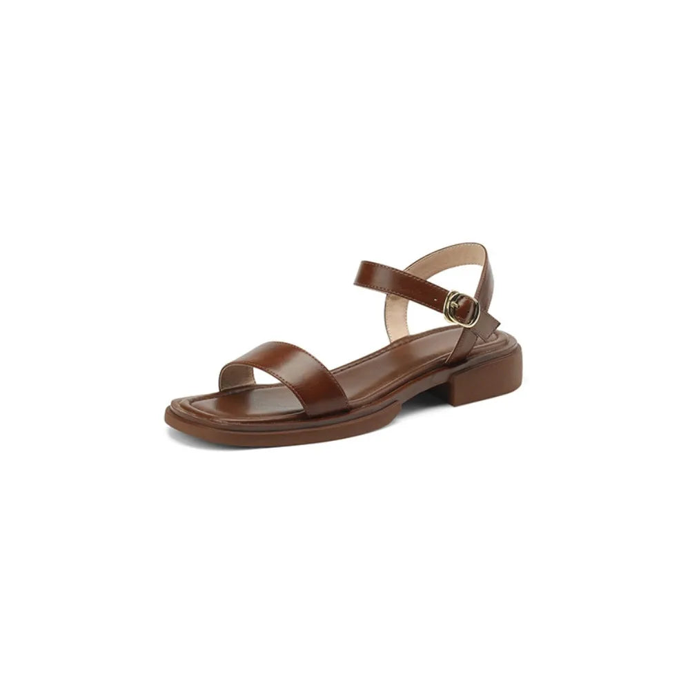 Summer Women Sandals Low Heels Basic Genuine Leather Office Ladies Casual Outdoor Shoes luxury sandal Concise zapatos de mujer