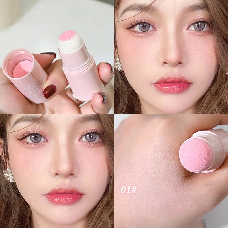 Soft Fog Blush Stick-energetic Bouncy 3 In1 Korean Style Brightening Dual -use For Lips And Cheeks Natural Color Vitality Girl