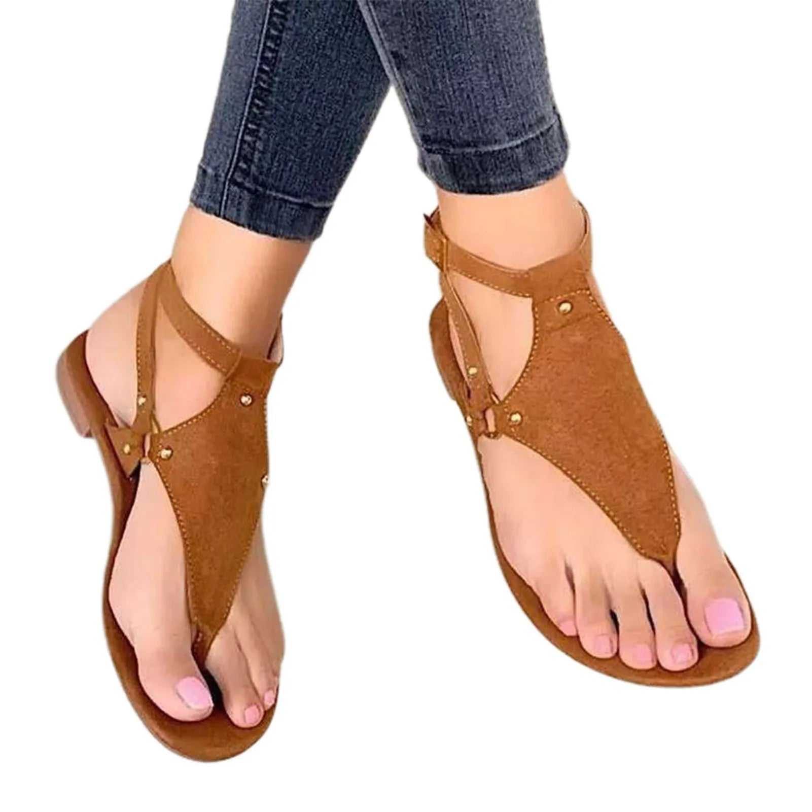 Women's Sandals Simple Clip Toe Flat Shoes Herringbone Shoes Outdoor Sandals