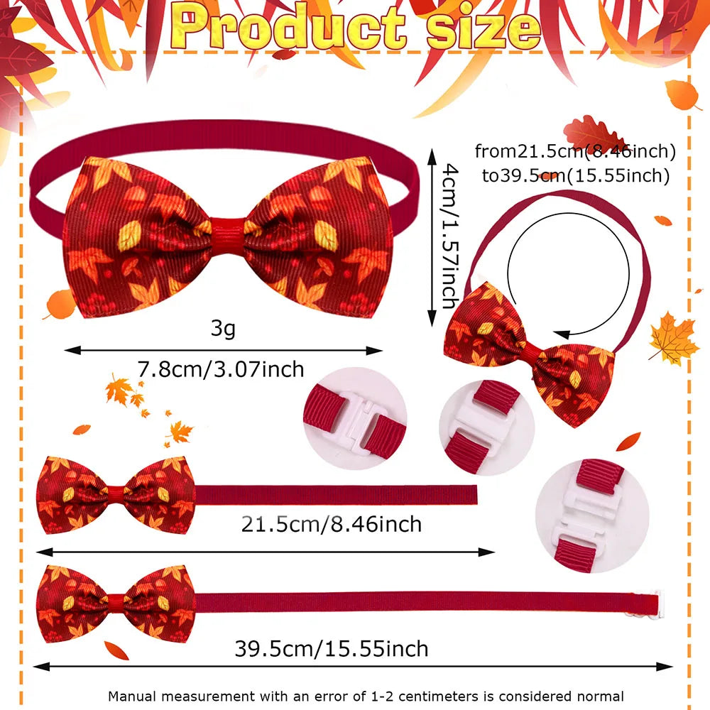 20/40PCS Thanksgiving Day Dog Bow Ties Adjustable Pet Collars Neckties For Dogs Wholesale Dog Bowties Pet Grooming Accessories