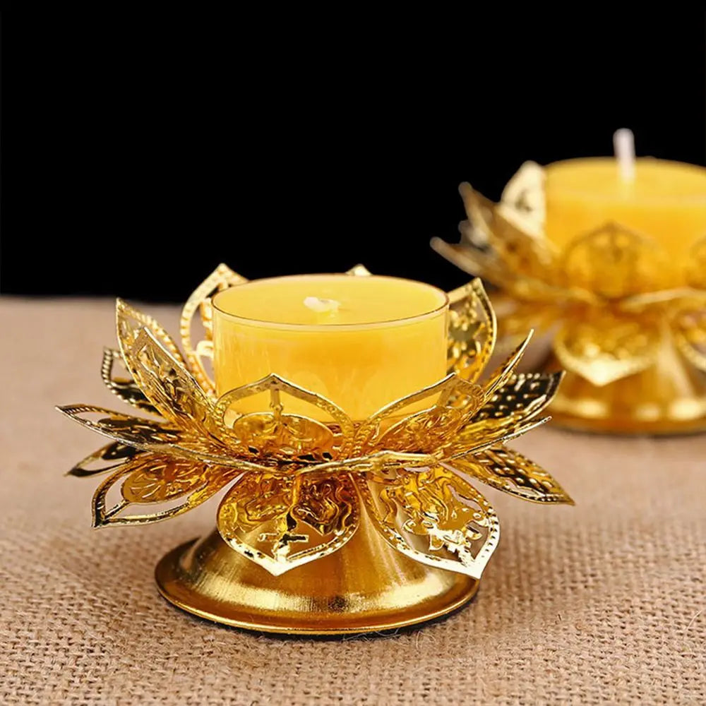 Buddhism Gold Lotus Ghee Lamp Holder Incense Burner Butter Lamp Crafts Tea Light Holder Tibetan Copper Oil Lamp Altar Supplies