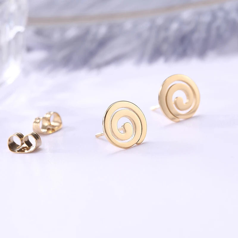 Skyrim Stainless Steel Spiral Swirl Stud Earring for Women Girls Minimalist Geometric Ear Studs 2025 Trendy Jewelry Wholesale
