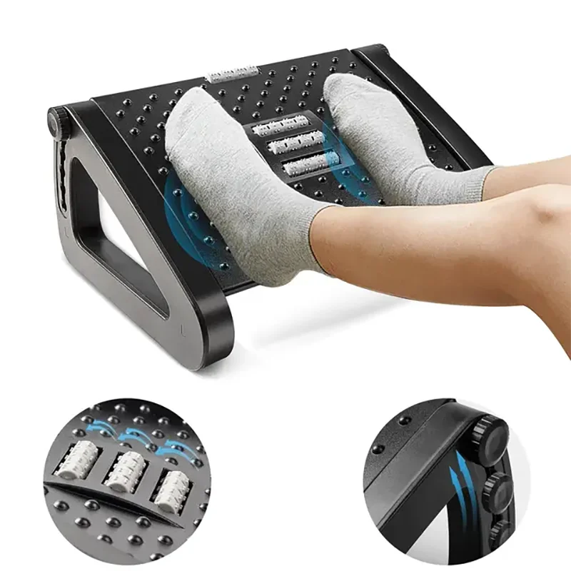 BEISHI Under Desk Footrest Ergonomic Foot Rest With Massage Rollers For Home Office Work Desk Leg Rest Pain Relief