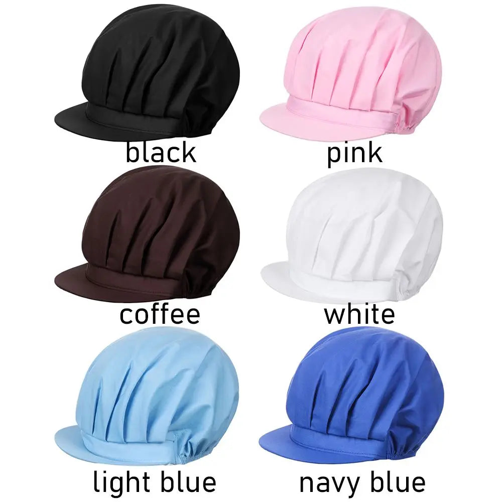 Chef Hat Kitchen Cooking Chef Cap Food Service Hair Nets Chic Work Accessories Women Bandage Adjustable Cap Solid