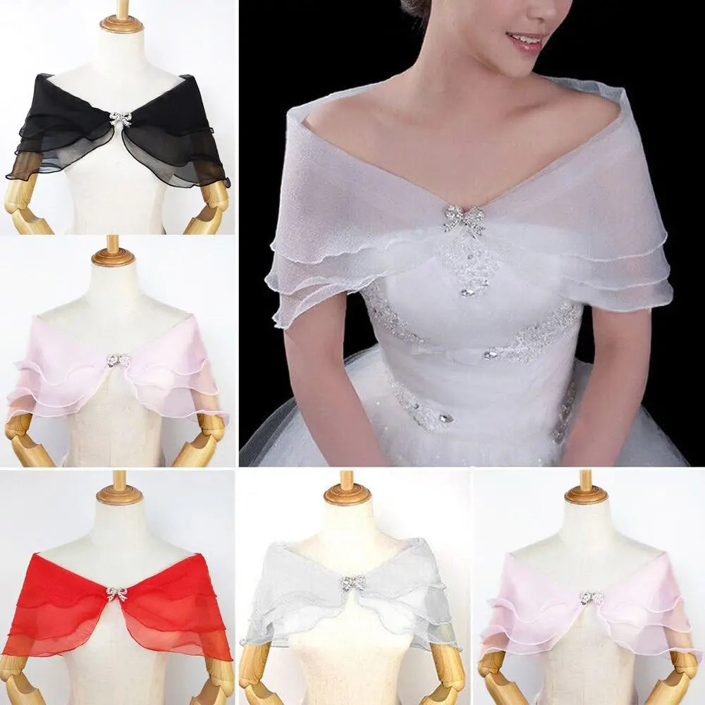 Bridal Lace Shawl Women Evening Party Shrug Chiffon Shawls Dress Cover Up Shoulder Cape Wedding Dress Accessories