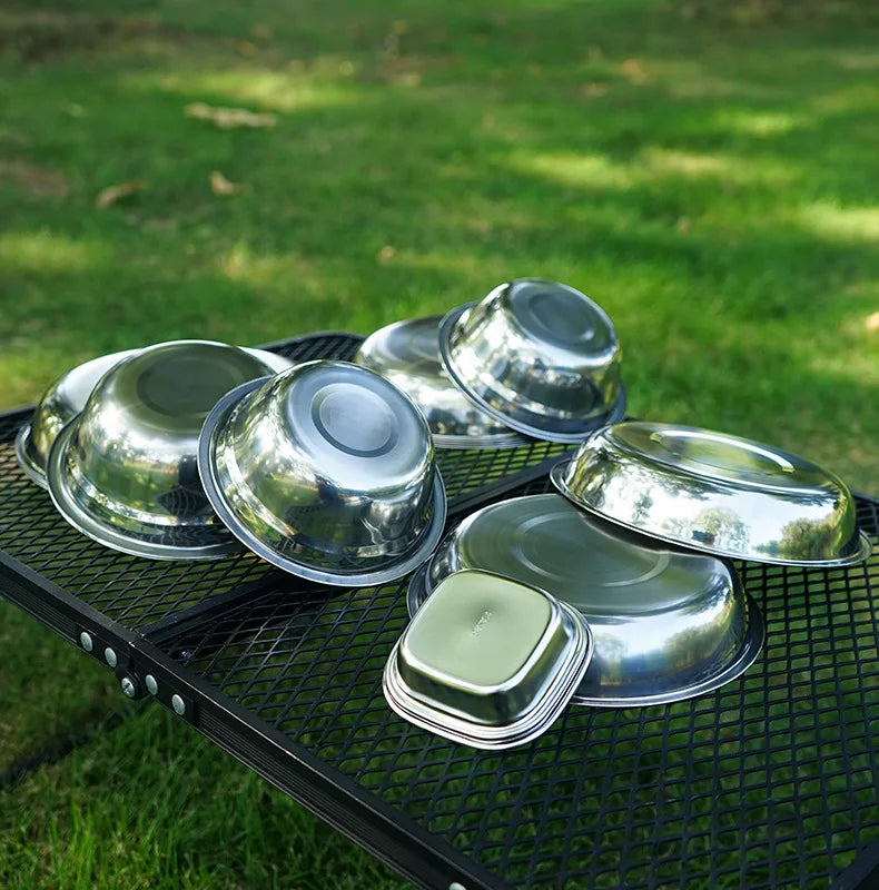 Outdoor Camping Cooking Portable Dining Plate Set of 22pcs Camping Tableware Self Driving BBQ Plate Home Soup Pot Bowl Plate Set