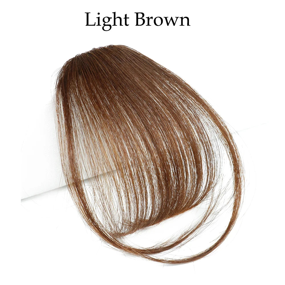 Fake Hair Bangs Natural Air Bangs Wig Clip-In Extensions Synthetic Air Bangs Clip On Wispy Bangs Fringe With Temples Hairpieces