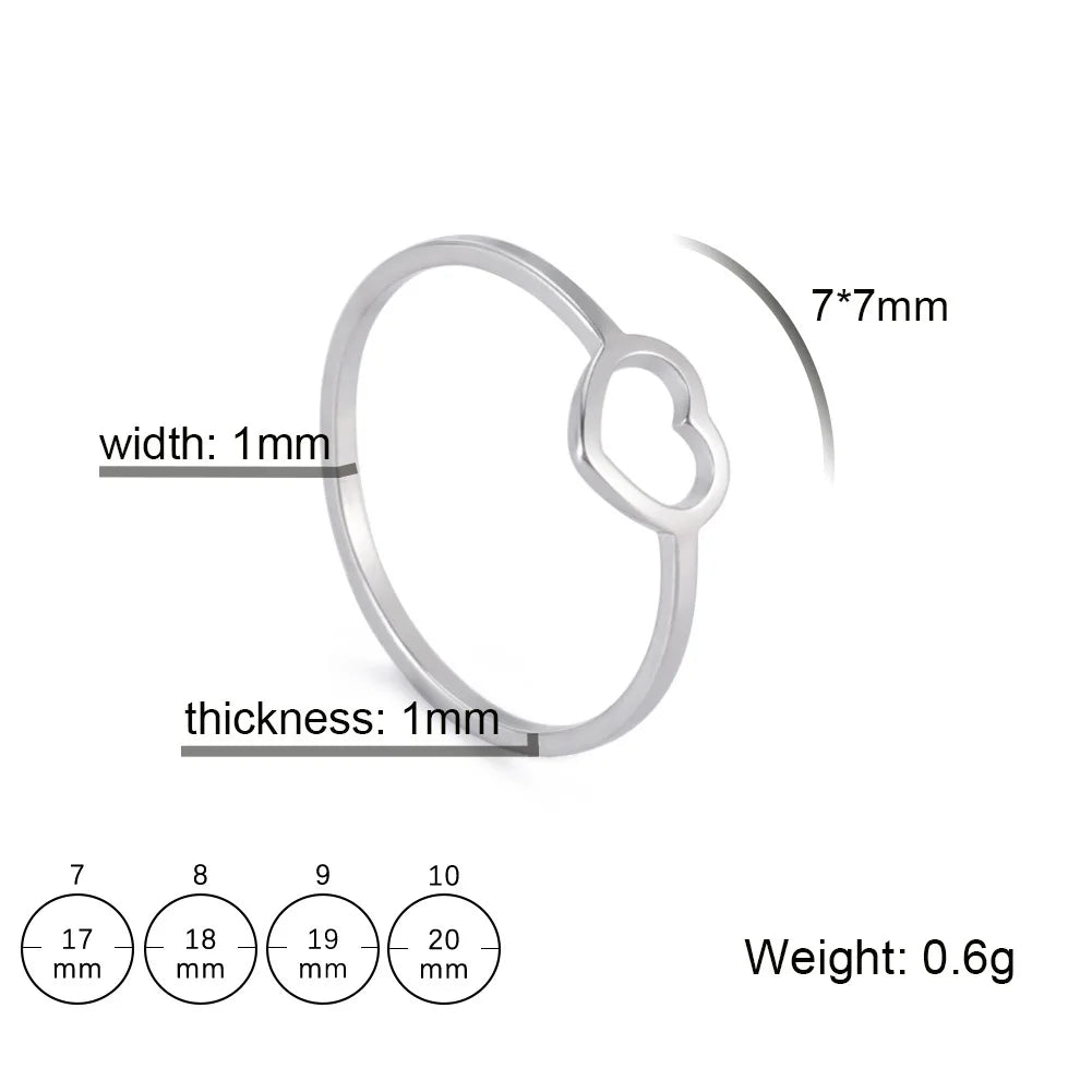 HIPEE Fashion Women Finger Hollow Heart Ring for Female Stainless Steel Love Rings Minimalist Fashion Jewelry Women Wife Gift