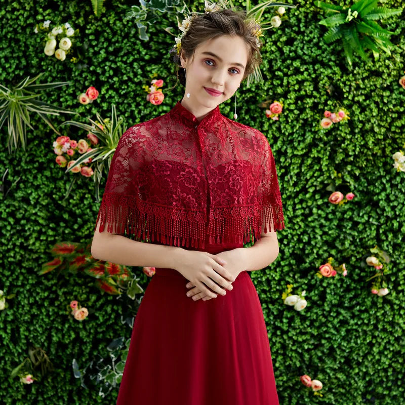 Bride wedding shawl colorful dress with tulle spring and summer thin etiquette shoulder yarn collar multi-color women's cloak
