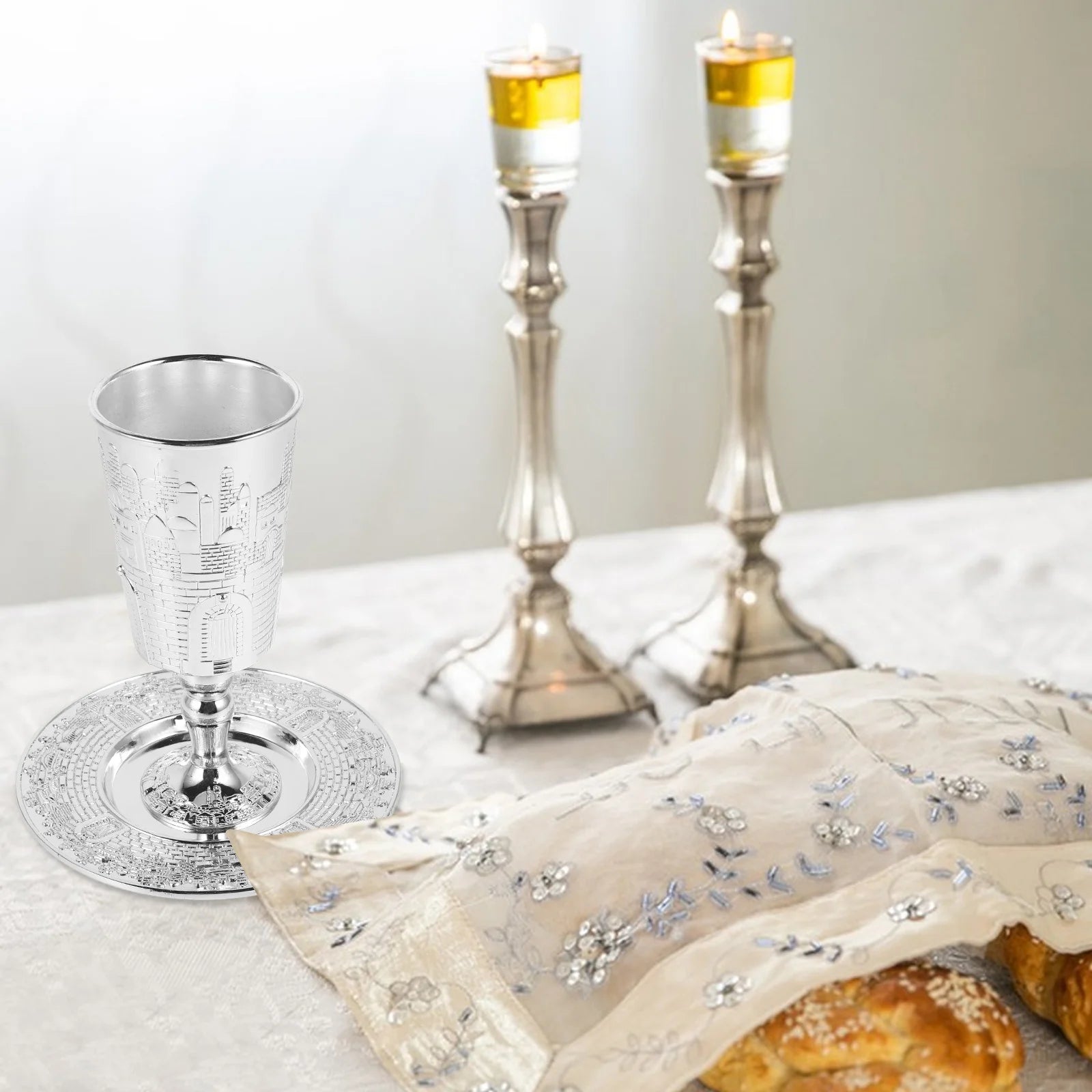 Jar Cup Jewish Holy Grail Silver Tray Judaica Shabbos Cups European Style