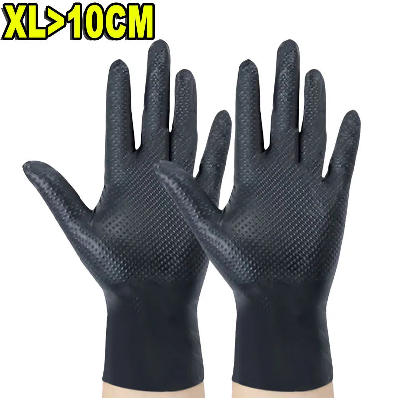 Heavy Duty Nitrile Gloves 8Mil Extra Thick Mechanic Industrial Disposable Glove with Textured Grip Antislip Safety Work Gloves