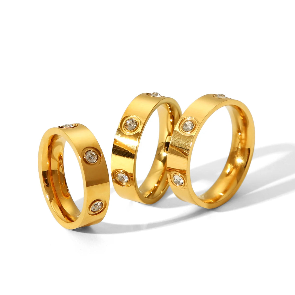 Minimalist Korean Stainless Steel Ring For Woman Man Cubic Zirconia Simple Round Circle Ladies Wedding Engagement Jewellery Gift