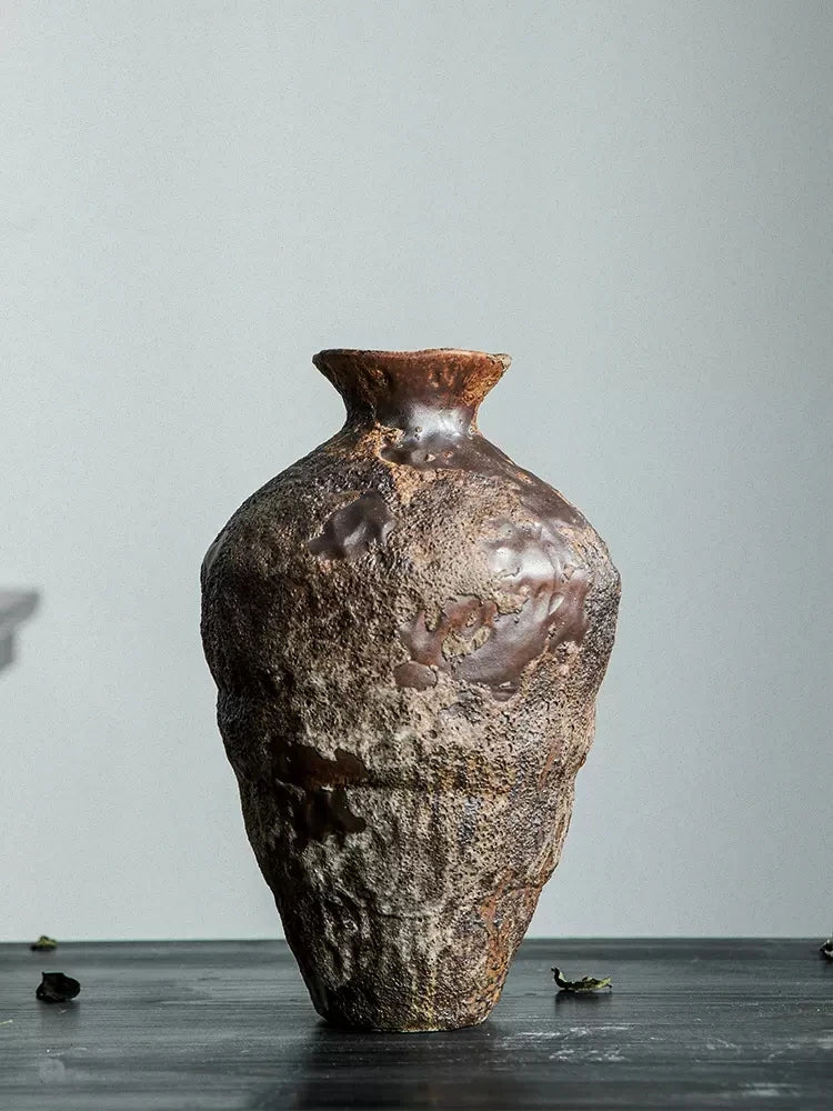 Ceramic active glaze surface rustic vase vintage vase zen decoration rough pottery pot handmade vintage porcelain vase
