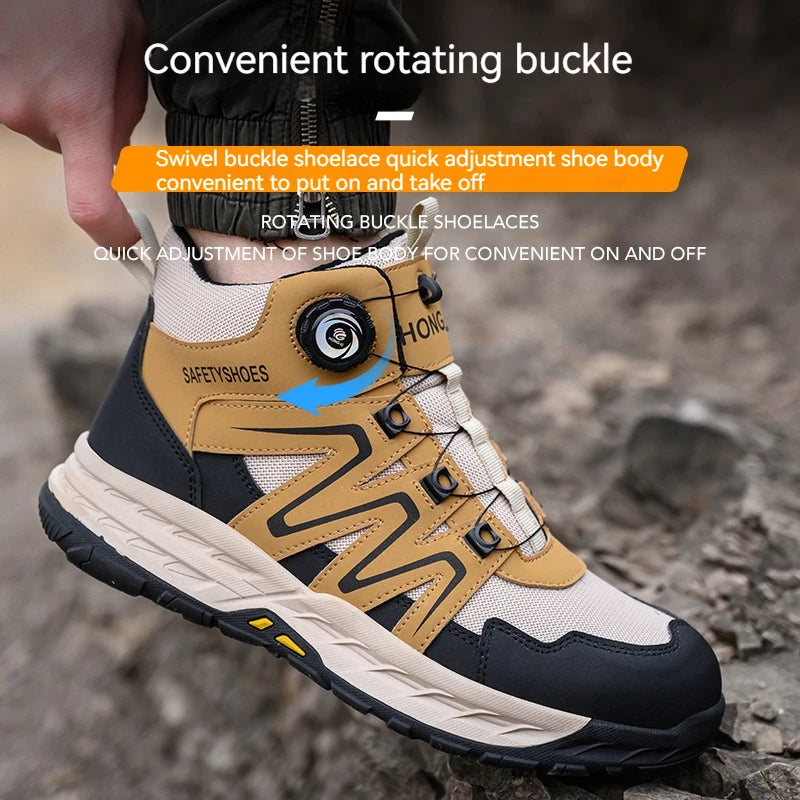 Steel Toe Shoes for Men Indestructible Work Boots Safety Shoes Outdoor Anti-smash Anti-puncture Protective Boots Safety Sneakers
