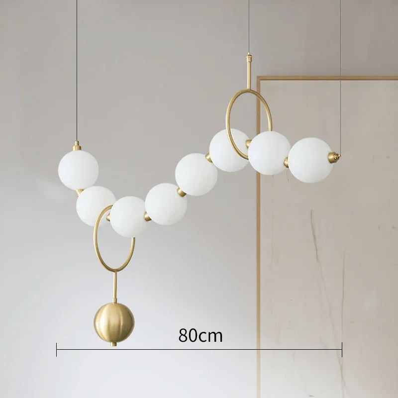 Modern Minimalist Necklace Shaped Glass Ball Pendant Light, Magic Bean Living Room Long Dining Table Light, Pendant Light