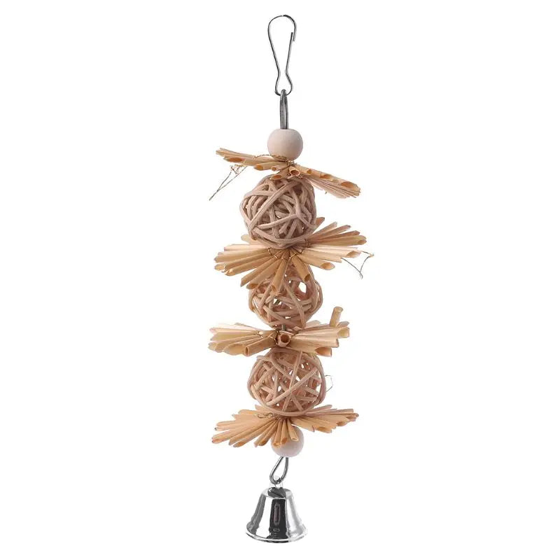 Pet Parrot Bird Natural Grass Chewing Hanging Cage Swing Climb Playing Pendant Au10 20 Dropship