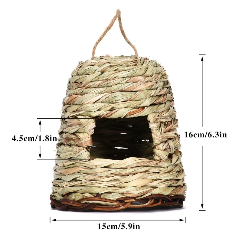 19 Birds Nest Bird Cage Natural Grass Egg Cage Bird House Outdoor Decorative Weaved Hanging Parrot Nest Houses Pet Bedroom